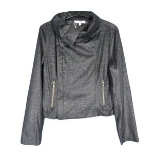 Lavendar Brown Women’s Lightweight Moto Jacket Asymmetrical Neck  Size Medium